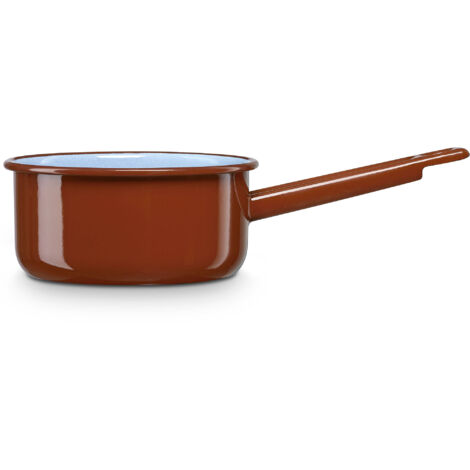 Briebe Terra Cazo Cocina Hervir Leche Acero Esmaltado 14 cm Hervidor 1 L, Inducción, Todo Tipo Fuego, Horno  Marrón
