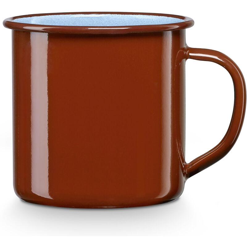 Briebe - Terra Tasse à Café Camping 8cm Pot Acier Émaillé 0,40ml, Pique-nique Voyage, Vintage Marron