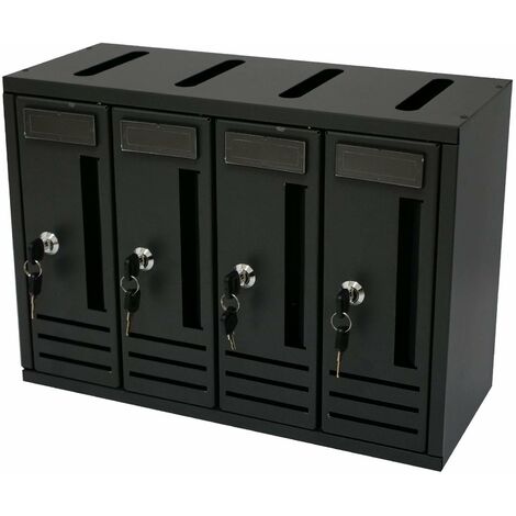 Briefkasten für mehrfamilienhäuser, modularer, wandmontierter, für den Außenbereich aus Stahl Made in Italy -4 Fächer