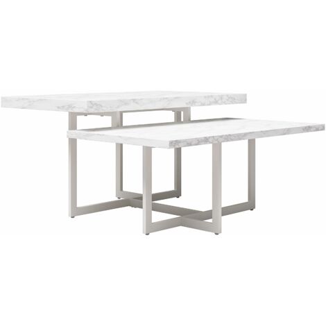 Brielle-Table basse en marbre aspect blanc