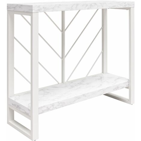 Brielle-Table console avec 1 étagère en Marbel Look Blanc