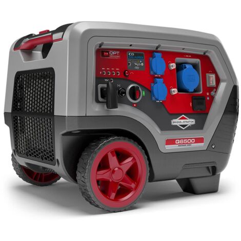 Briggs and Stratton Serie Q6500 Quiet Power Technology™, con Tecnologia a Inverter Portatile a Benzina, 6500 Watt/5000 Watt di Potenza Pulita, Ultra Silenzioso e Leggero, Nero, Argento, Q6500