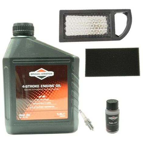 Briggs & Stratton – Kit entretien moteur – Hivernage pour moteurs Briggs et Stratton – Contient huile 1.4L, pré-filtre, filtre à air, bougie, additif