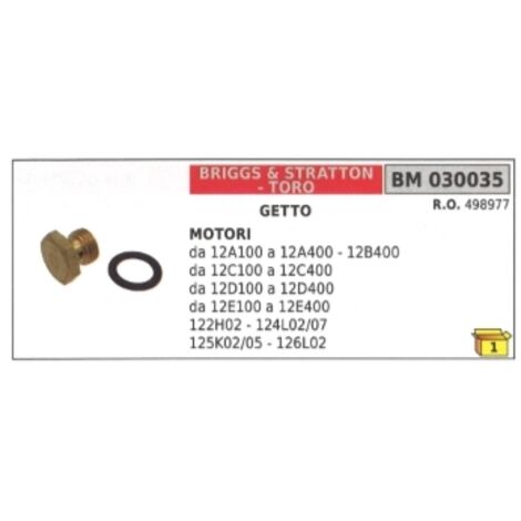 BRIGGS&STRATTON Vergaserdüse 12A100 bis 12A400 - 12B400 - 125K02/05 498977