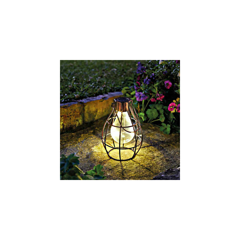 Bright Garden Hanging Solar Powered Copper Lantern Outdoor Living Lighting Lamp