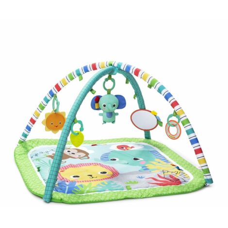 BRIGHT STARTS Tappeto ginnico per neonati evolutivo pieghevole - Giungla Verde - arco con giocattoli sensoriali e musicali, specchio