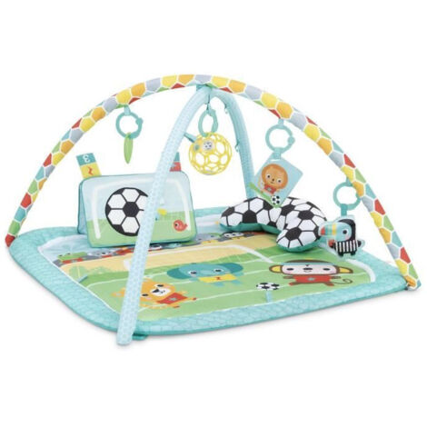 BRIGHT STARTS Tappeto Gioco Calcio, Arco da Gioco con Giocattoli Oball Staccabili, Musica e Luci, Dimensioni: 47 x 74 x 7