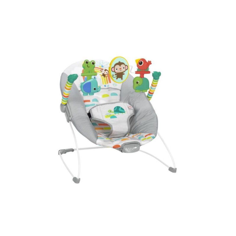 Bright Starts - Transat bébé Animaux, Vibrations apaisantes, Arche d'éveil avec jouets interactifs