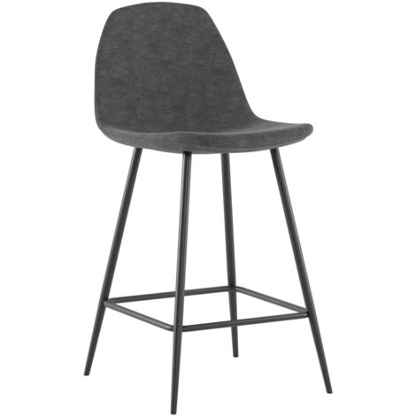 Brigitte - Sgabello in ecopelle grigia - Set da 2 pz