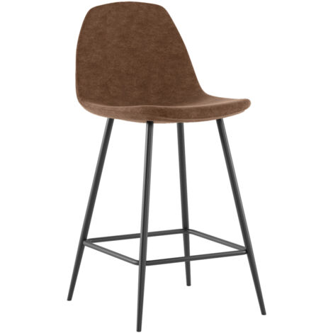 Brigitte - Sgabello in ecopelle marrone - Set da 2 pz