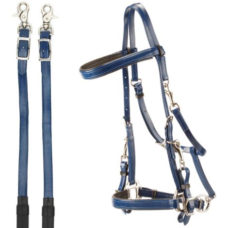 Briglia capezza inglese da endurance e trekking in PVC con redini gomma: Full, Nero 10