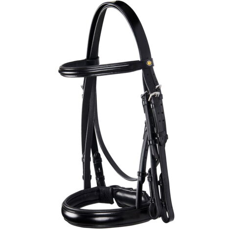 Briglia  Dressage in morbido cuoio con chiusura Pull-back: FULL, Nero