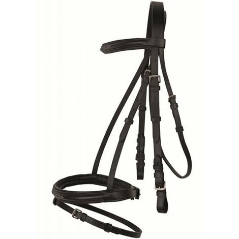 Briglia inglese in cuoio con ricamo completa di redini modello Jana: Full, Marrone 2400