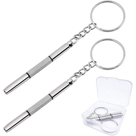 Brillenschraubendreher (2er-Pack) – 3-in-1 Mini-Schlüsselanhänger-Werkzeug für Brillen – Geeignet für Sonnenbrillen, Uhren und Schmuck