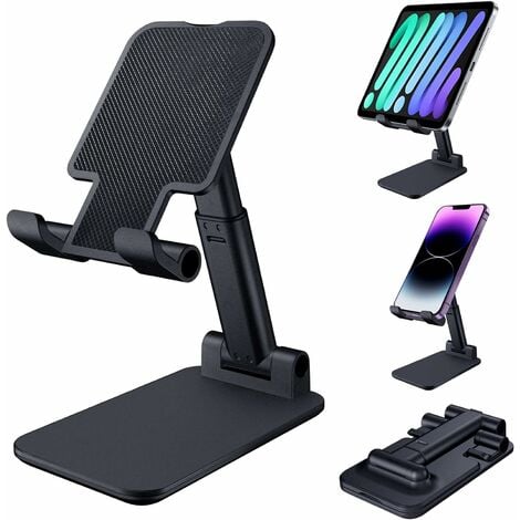 BRILLER Support Téléphone, Support de Tablette Pliable Support de téléphone Portable pour Bureau Compatible (Noir)