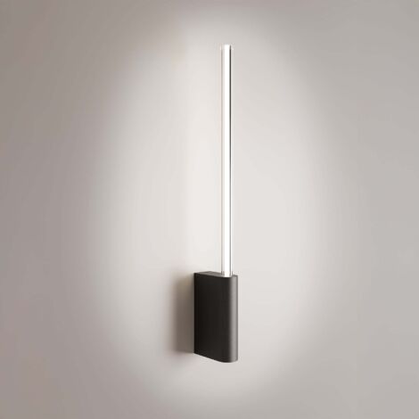 Brilliant Applique LED 1 Lumière en Aluminium Peint en Noir, Design Cylindrique, Technologie Graduable TRIAC, Hauteur 50,7 cm, IP20