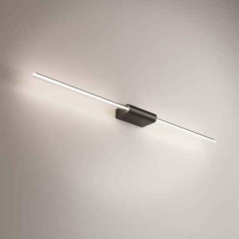 Brilliant Applique ou Plafonnier à LED, Design Linéaire en Aluminium Peint en Noir, Diffuseur Cylindrique 360°, Dimmable 9W, 87,2 cm