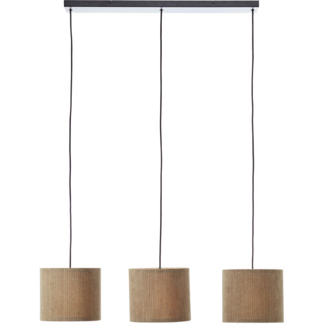 BRILLIANT avec abat-jour à cordon, 150 x 94 x 23 cm, 3x E27, raccourcissable, textile, gris avec abat-jour à cordon, 150 x 94 x 23 cm, 3x E27, raccourcissable, textile, gris
