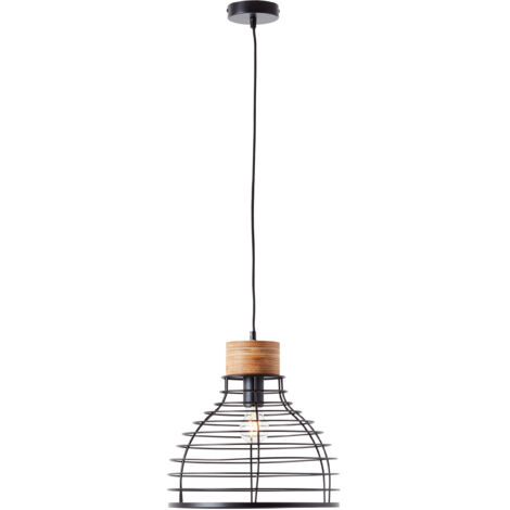 Brilliant Avia suspension 35cm noir/bois, métal/bois, 1x A60, E27, 52W