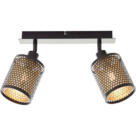Brilliant Barre de spots Cheval 2-flammes or noir métal   2x D45, E14, 28 W, Convient pour lampe à poser (non incluse)