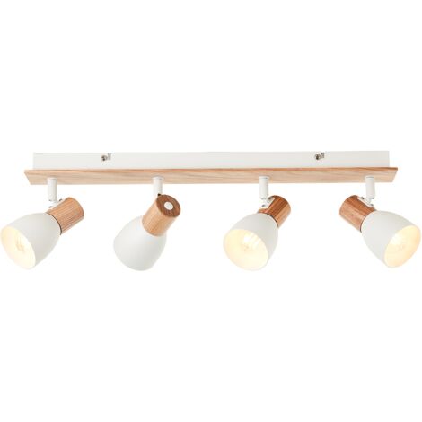 Brilliant Barre spot Daintree 4-flammes blanc/naturel métal/bois   4x D45, E14, 28 W, Convient pour lampe à poser (non incluse)