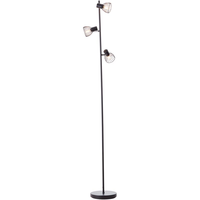 Brilliant - Lampe, Blacky Standleuchte 3flg Schwarz Matt, 3x D45, E14, 25w, Mit Fußschalter