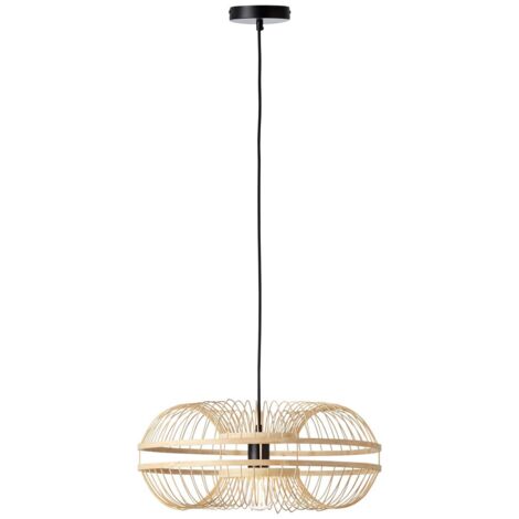 BRILLIANT Busan suspension 48cm noir / naturel lumières d'intérieur, suspensions  1x A60, E27, 40W, convient aux lampes normales (non incluses)  A ++  Réglable en hauteur / le câble peut être