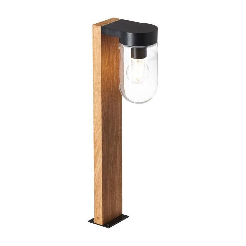 Cabar Borne extérieure - coloris bois foncé/noir - métal/verre E27 1x40W - Brilliant