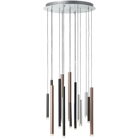 BRILLIANT Cembalo LED Pendelleuchte, dimmbar in 3 Stufen, Deckenlampe höhenverstellbar, warmweißes Licht, energiesparend und langlebig, Hängelampe Esszimmer, 16 flammig, modern in Kaffee Braun