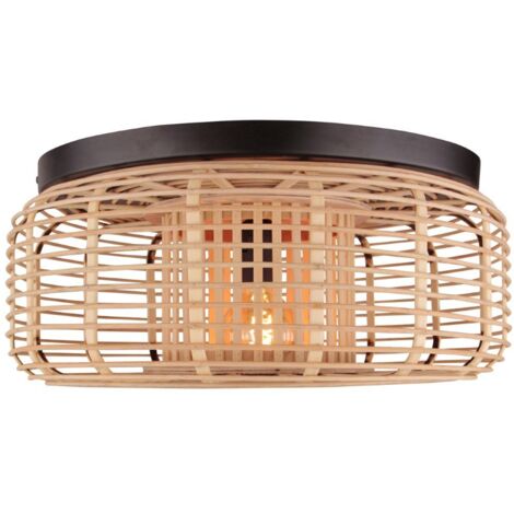 BRILLIANT Crosstown plafonnier 45cm bois clair / noir luminaires d'intérieur, plafonniers, décoratifs  1x A60, E27, 40W, convient aux lampes normales (non incluses)  A ++  Convient aux lampes