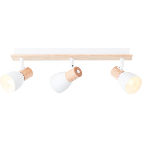Brilliant Daintree spot bar 3-flammes blanc/naturel, métal/bois, 3x D45, E14, 28 W