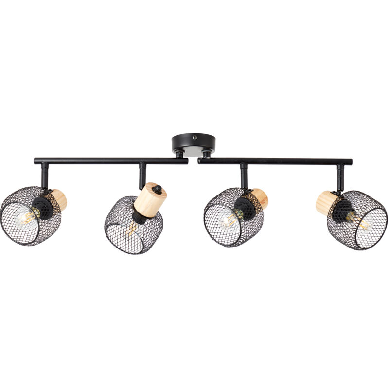 Deckenstrahler Giada Strahlerrohr 4flg, 74 Cm, E14, Schwenkbar, Metall/holz, Schwarz/braun - Brilliant