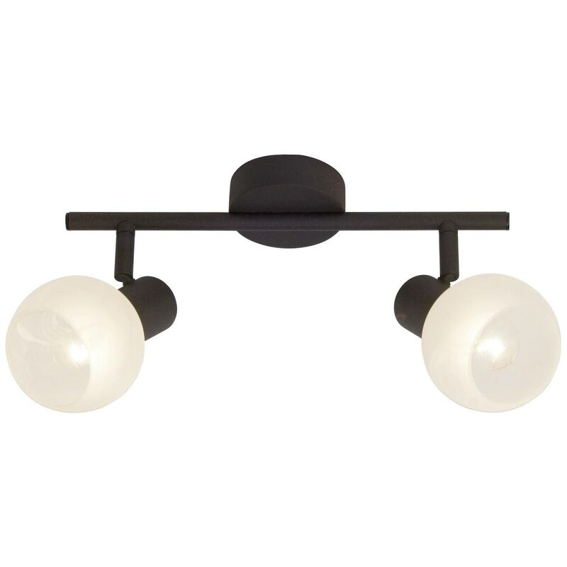 Brilliant - Lampe Gabon Spotrohr 2flg braun/weiß-alabaster 2x D45, E14, 40W, geeignet für Tropfenlampen (nicht enthalten) Köpfe schwenkbar