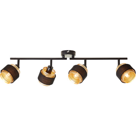 Brilliant Grove Spotrohr 4flg schwarz gold Metall/Textil 4x D45, E14, 28 W, Geeignet für Tropfenlampe (nicht enthalten)