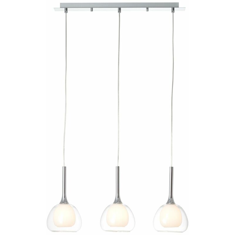 Brilliant - Lampe Hadan Pendelleuchte 3flg chrom/weiß-transparent 3x D45, E14, 40W, geeignet für Tropfenlampen (nicht enthalten) In der Höhe