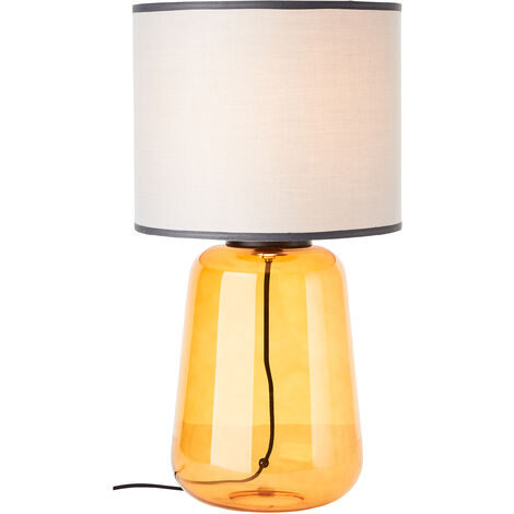 Brilliant Hydra Tischleuchte 56cm grau/gelb Glas/Textil Schnurzwischenschalter 1x A60, E27, 60 W, Geeignet für Normallampe (nicht enthalten)