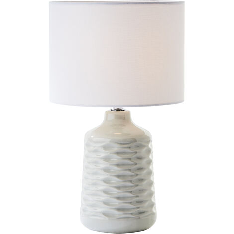 Brilliant Ilysa Tischleuchte 42cm grau/weiß, Keramik/Metall/Textil, 1x D45, E14, 40 W