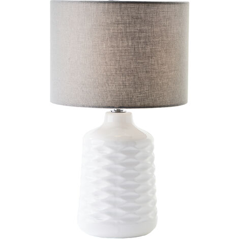 Brilliant Ilysa Tischleuchte 42cm weiß/grau, Keramik/Metall/Textil, 1x D45, E14, 40 W