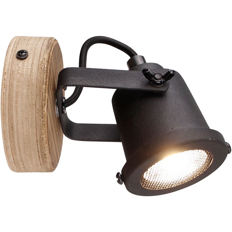 

Inge Foco de pared madera oscuro/negro Lámparas de interior, focos, pared | 1x PAR51, GU10, 6W, apto para lámparas reflectoras (no incluidas) | A ++