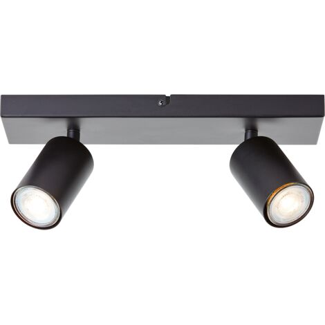 Brilliant Jello LED Spotbalken 2-flammig – Deckenleuchte aus Metall in Schwarz matt mit schwenkbaren Köpfen, inkl. 2× LED GU10 (350 lm, warmweiß), dimmbar, IP20