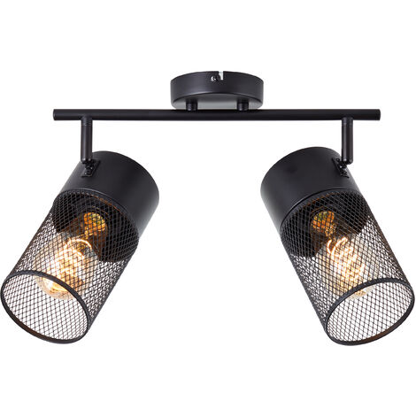 Brilliant Kamolo Spotrohr 2flg schwarz matt, Metall, 2x A60, E27, 40 W