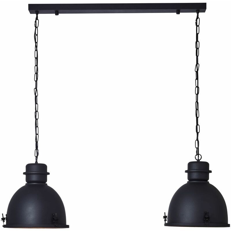 Lampe, Kiki Pendelleuchte 2flg Schwarz Korund, Metall, 2x A60, E27, 52w, normallampen (nicht Enthalten) - Brilliant