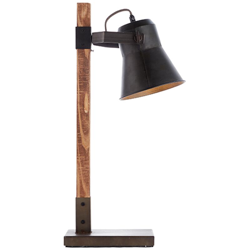 

lamp Arado lámpara de mesa negro acero/madera | 1x A60, E27, 10W, adecuado para lámparas estándar (no incluidas) | Escala A ++ a E | Con interruptor