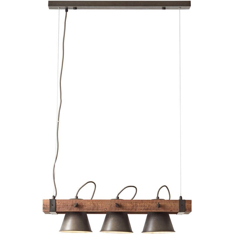

lamp Arado lámpara de suspensión 3 lámpara negro acero/madera | 3x A60, E27, 10W, adecuado para lámparas estándar (no incluidas) | Escala A ++ a E |