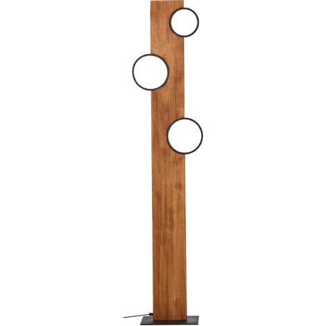 Brilliant Lamp Cheesy Lampadaire LED 140cm noir mat/bois marron 20 W LED intégré