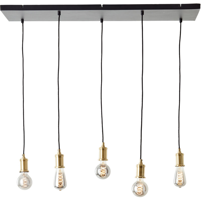 Brilliant - Lampe brillante Darcia suspension 5 ampoules métal noir/bois noir 5x A60, E27, 60 w Brilliant - Lampe brillante Darcia suspension 5 ampoules métal noir/bois noir 5x A60, E27, 60 w