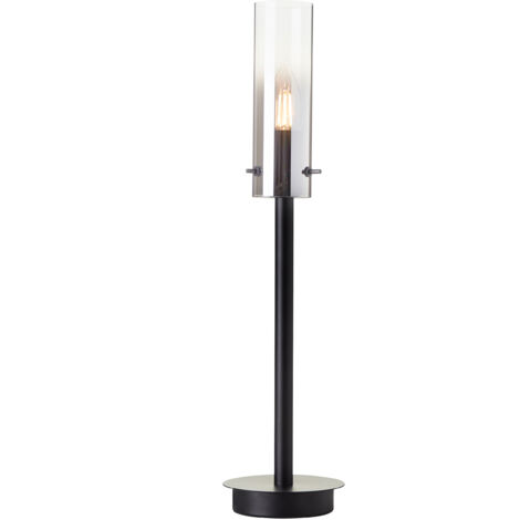Brilliant Lamp Glasini lampe de table 44cm noir mat/verre fumé aluminium noir 1x C35, E14, 25 W