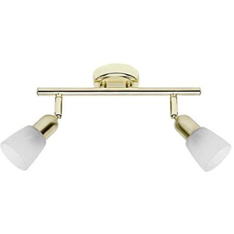 BRILLIANT lampada Sofia tubo spot 2 flg ottone/alabastro bianco  2x D45, E14, 40W, adatto per proiettori a caduta (non inclusi)  Scala da A ++ a E  Testa orientabile