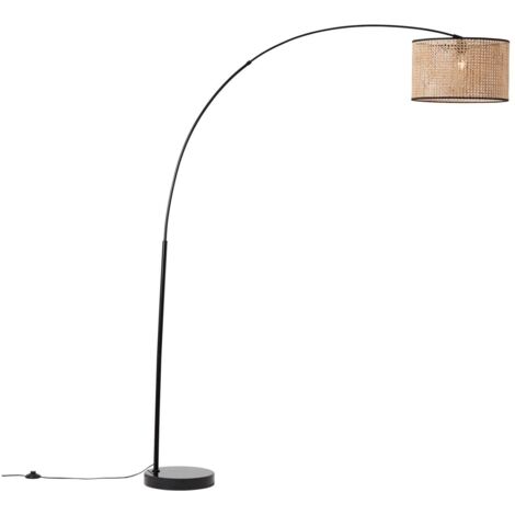 BRILLIANT lampadaire arc Wiley 2,1m bois clair/noir  1x A60, E27, 42W, adapté aux lampes normales (non incluses)