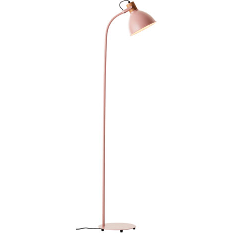 Brilliant Lampadaire Erena 1,5m rose clair métal/bois interrupteur au pied  1x A60, E27, 40 W, adapté à une lampe normale (non incluse)